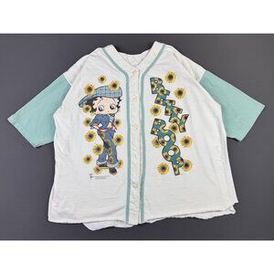 Rare Vintage 1995 Betty Boop Sunflower Art Cartoon Movie Baseball Jersey